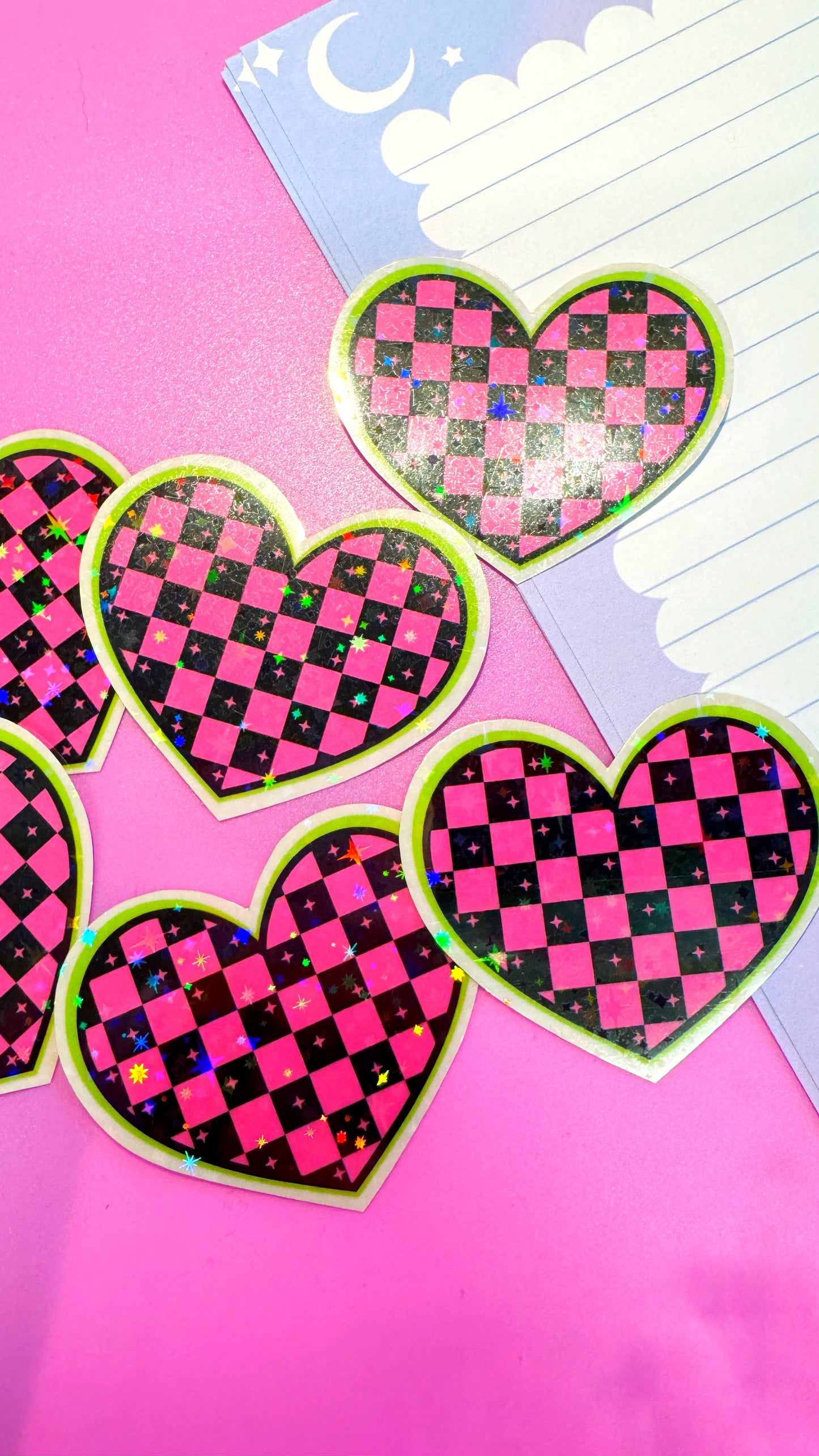 Checkered Heart Transparent Sticker