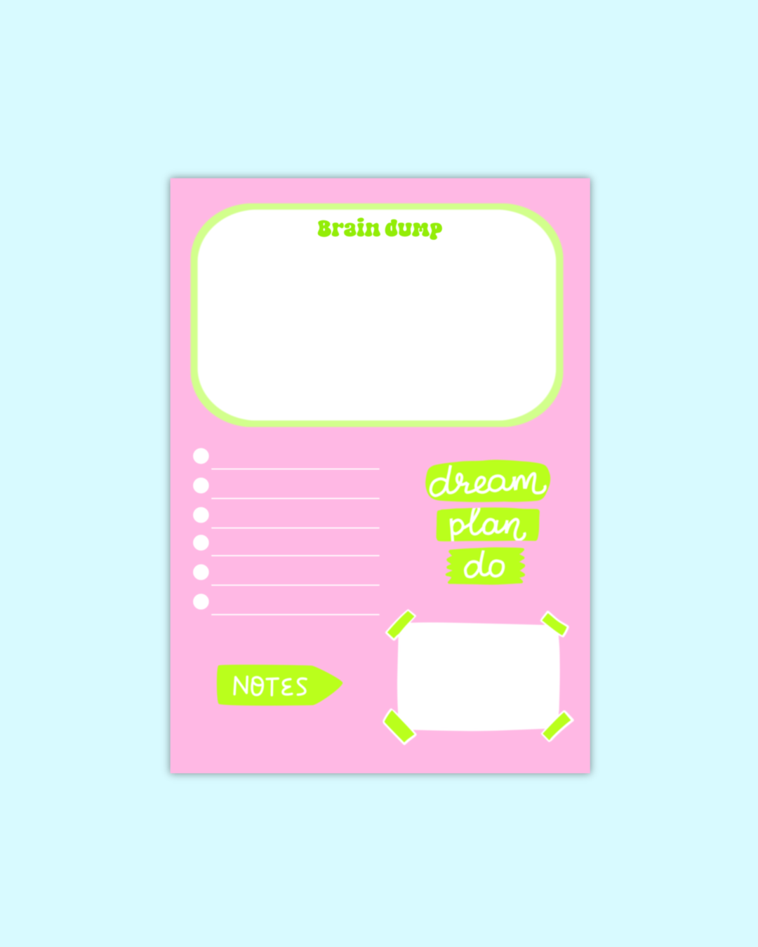 Brain Dump A5 Notepad
