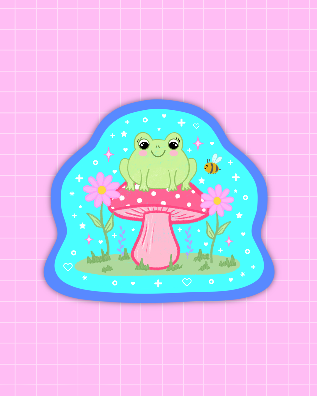 Frog In Nature Glitter Sticker