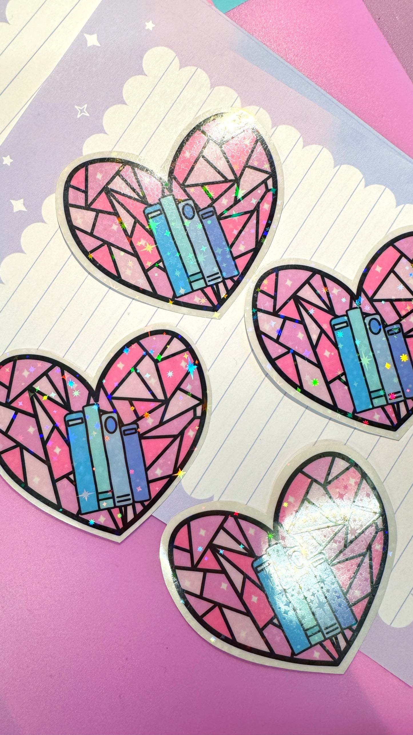 Stained Glass Book Heart Sticker
