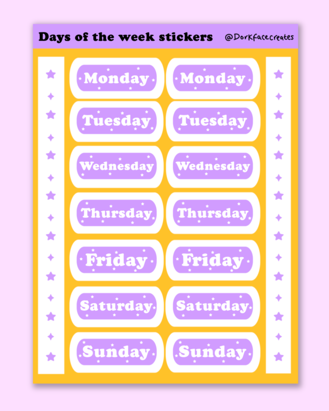 Days of The Week Stickers
