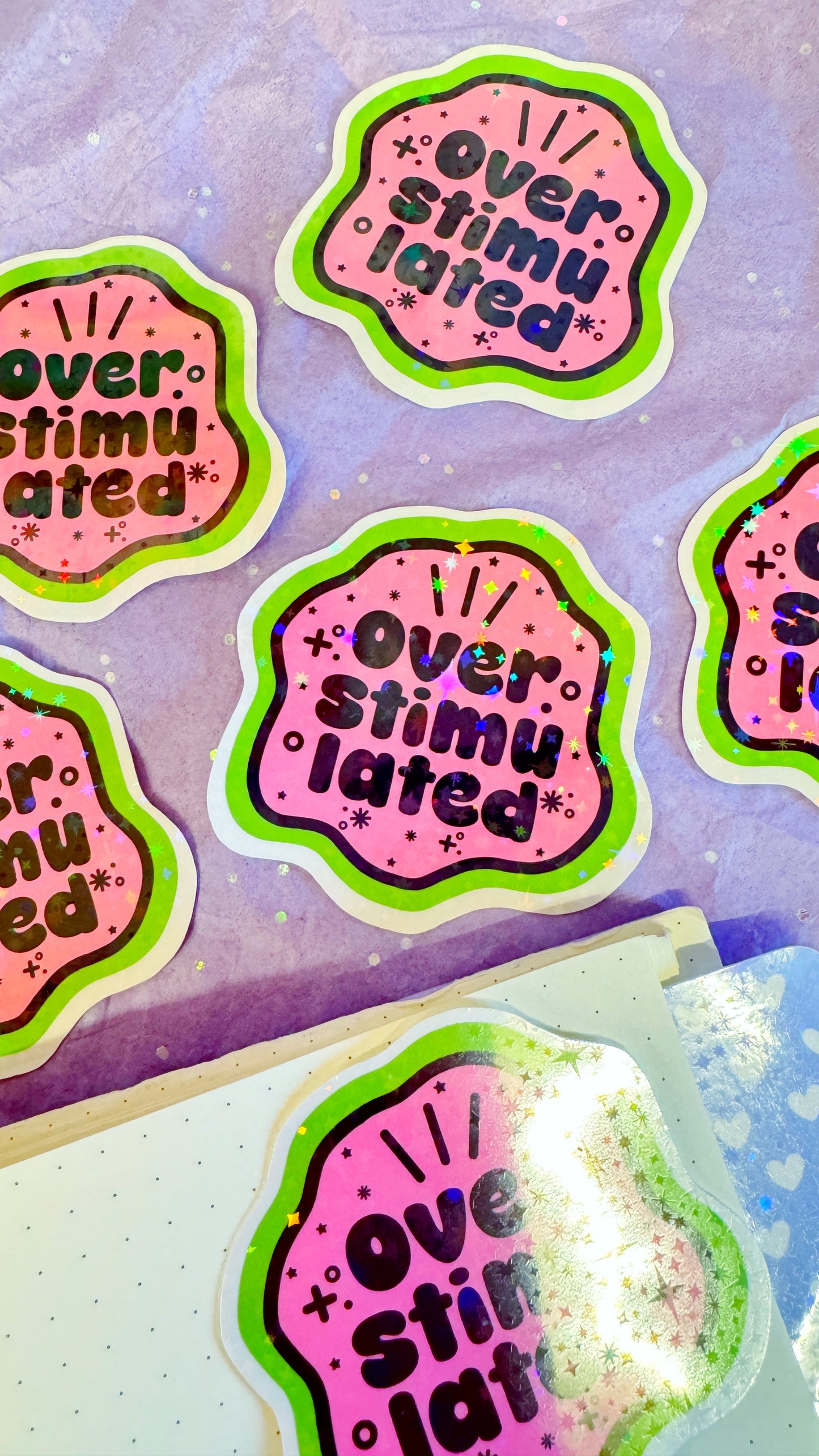 Overstimulated Glitter Sticker