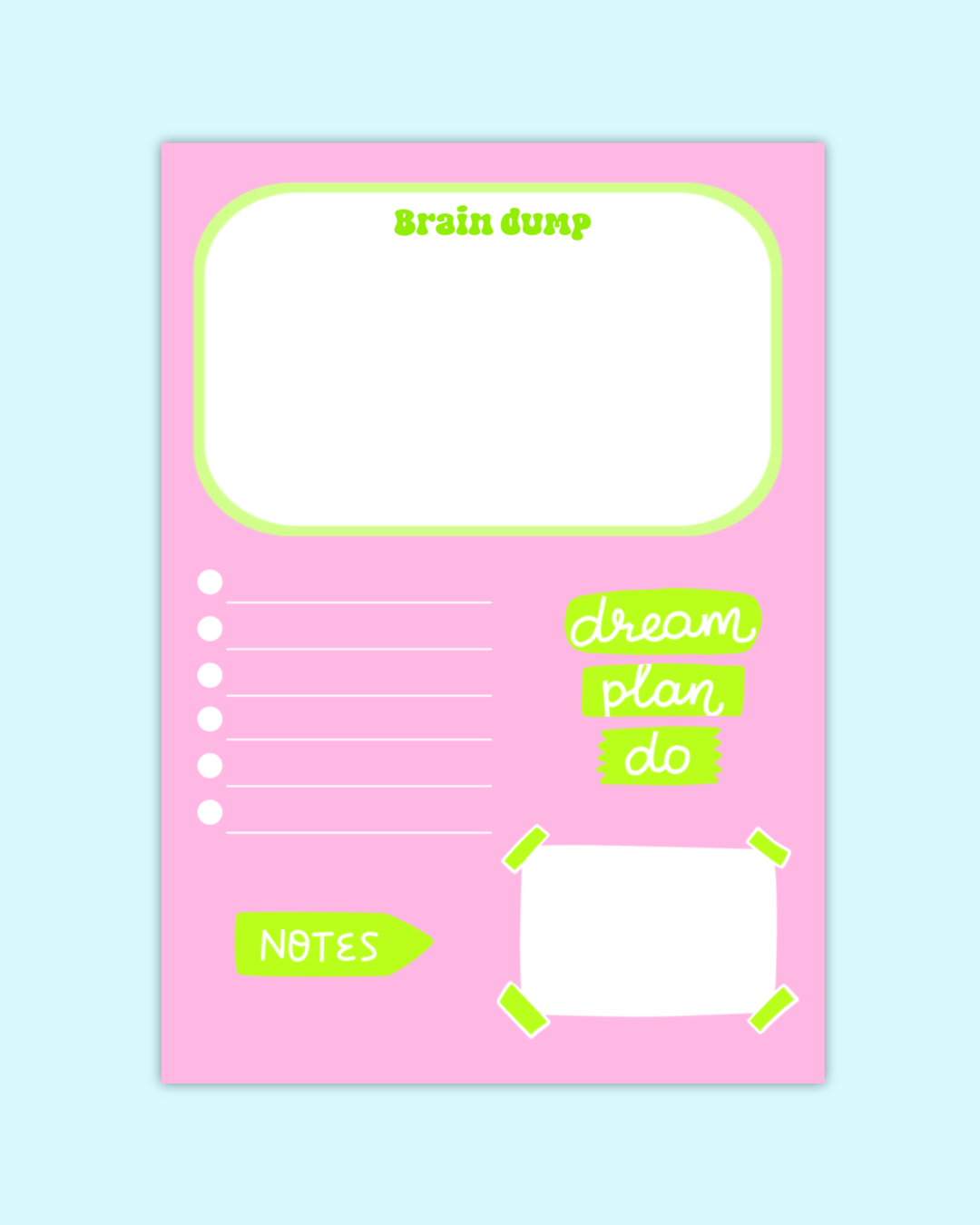 Brain Dump A5 Notepad