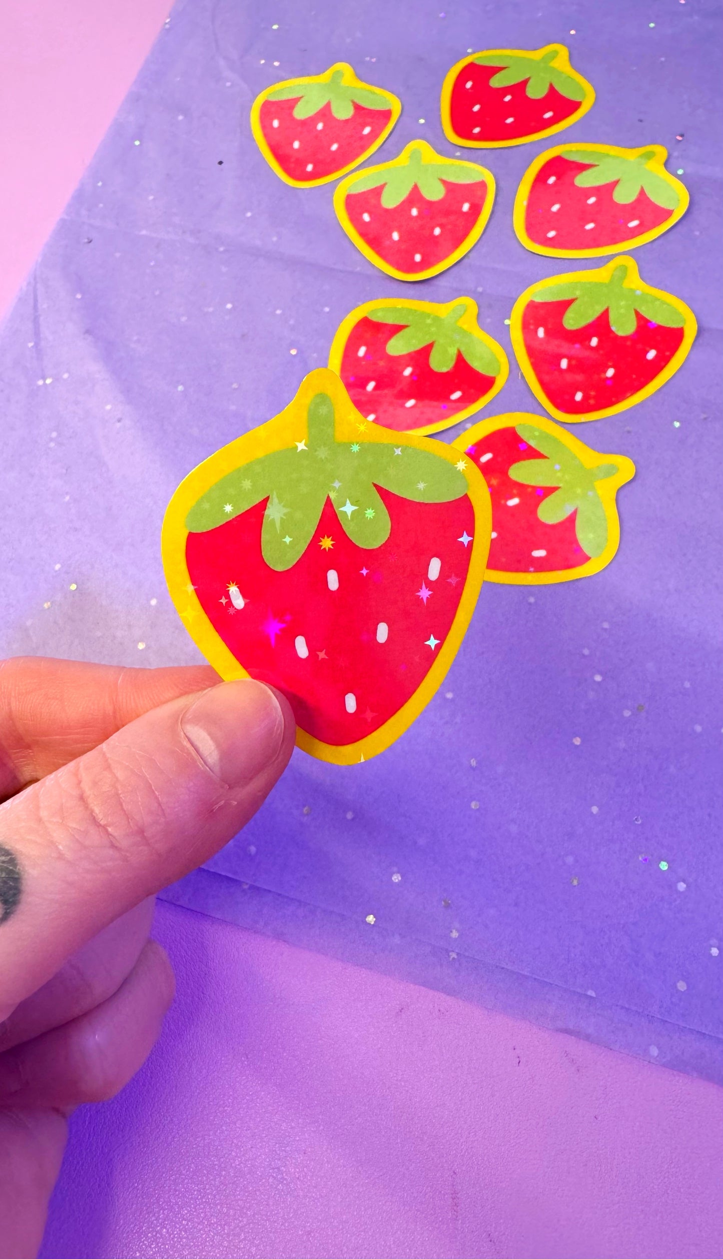 Strawb Glitter Sticker