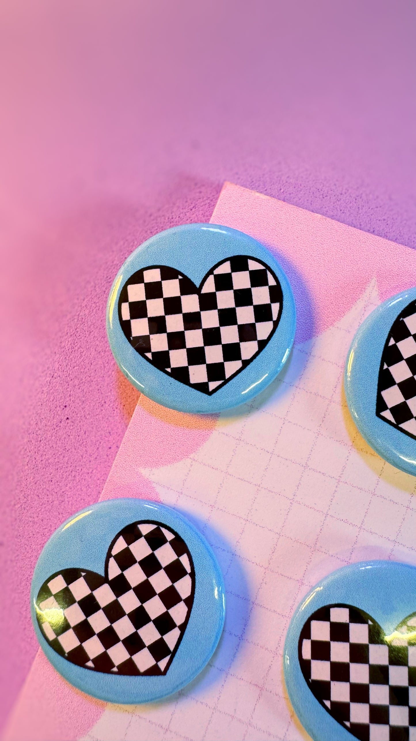 Checkered Heart Badge