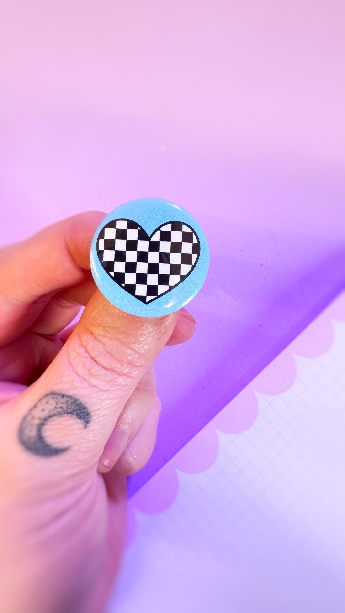 Checkered Heart Badge