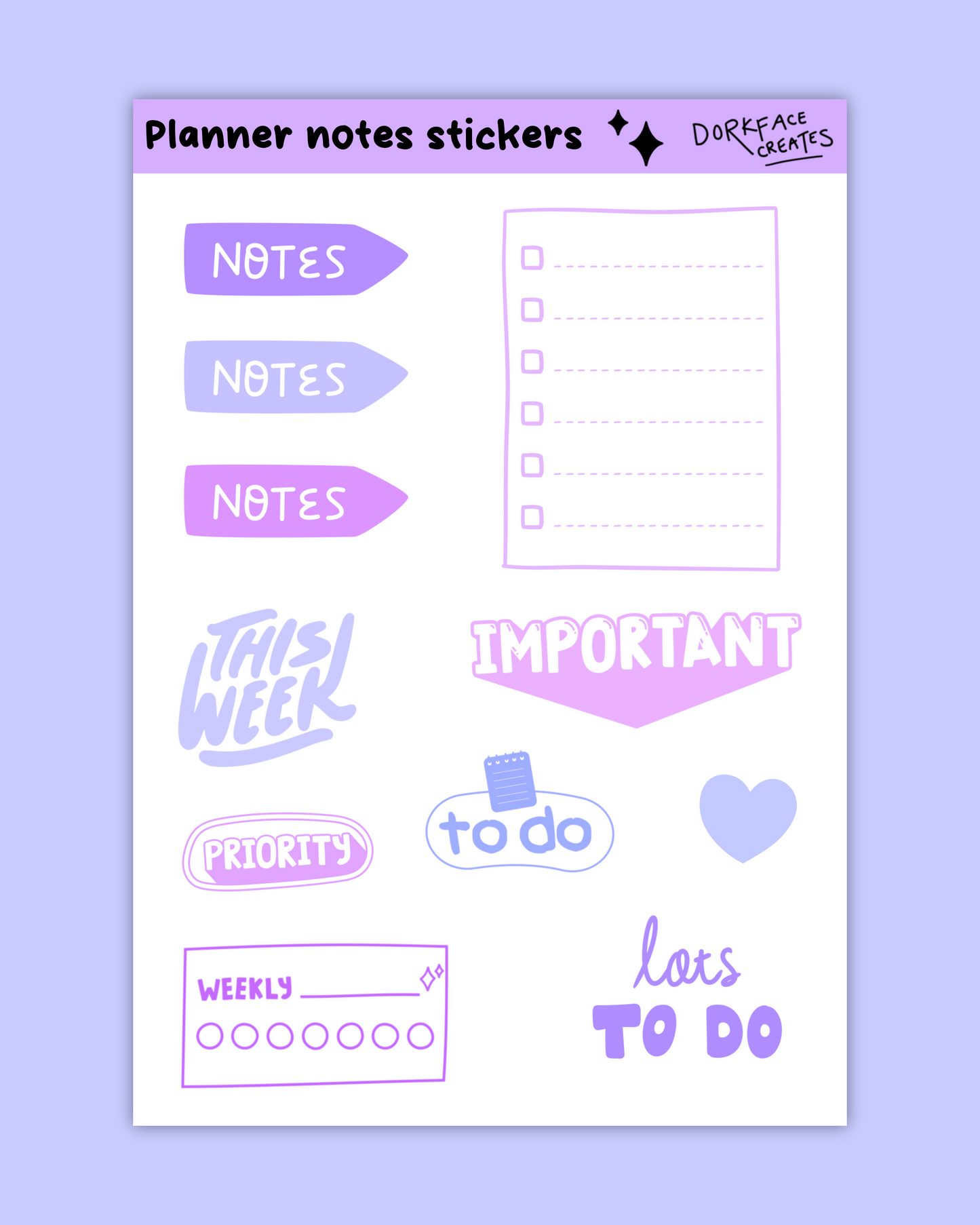 Planner Notes Stickers