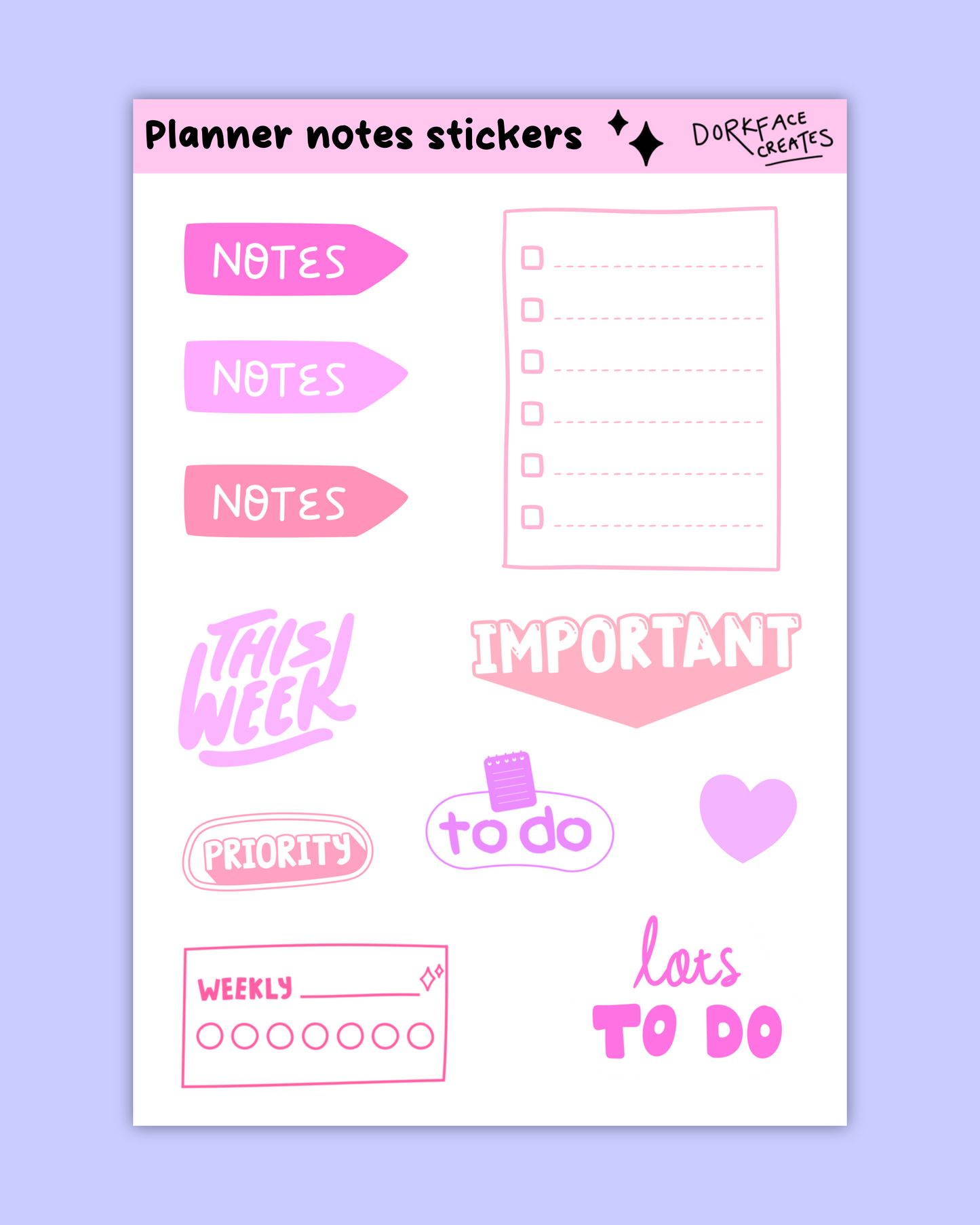 Planner Notes Stickers