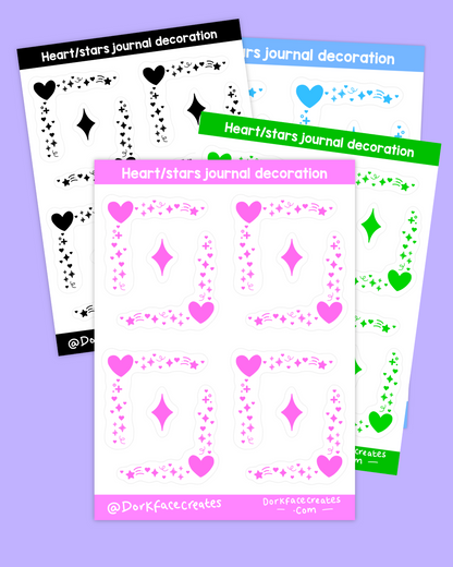 Hearts/Stars Journal Corner Decoration Stickers