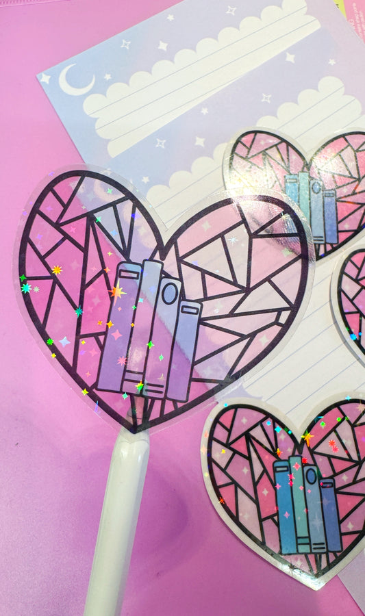 Stained Glass Book Heart Sticker