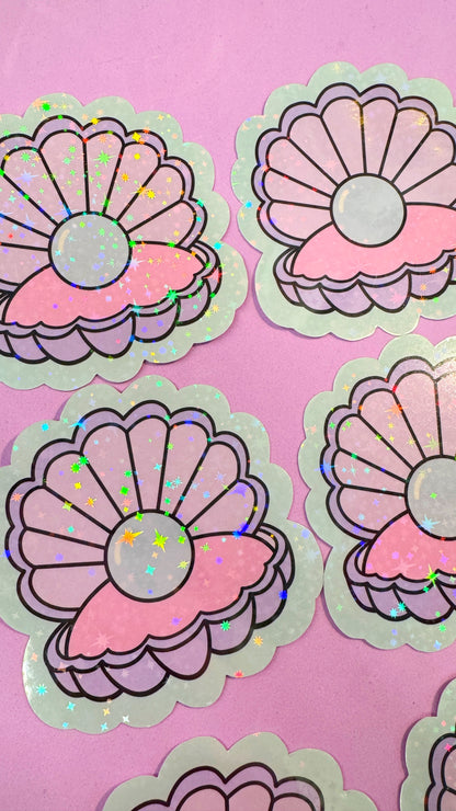 Pearl Clam Glitter Sticker