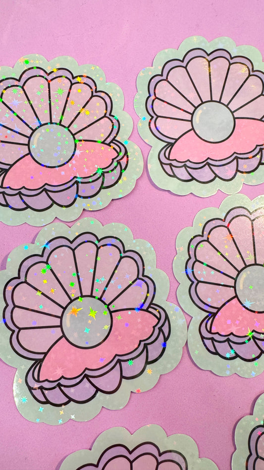 Pearl Clam Glitter Sticker