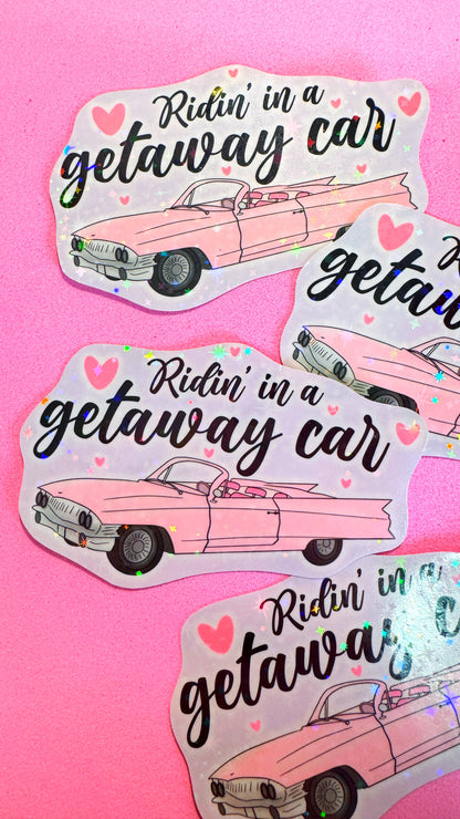 Getaway Car Glitter Sticker