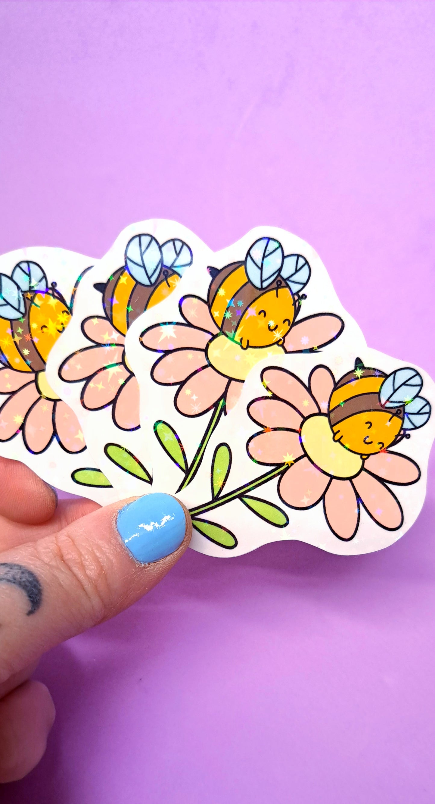 Bee & Flower Glitter Sticker