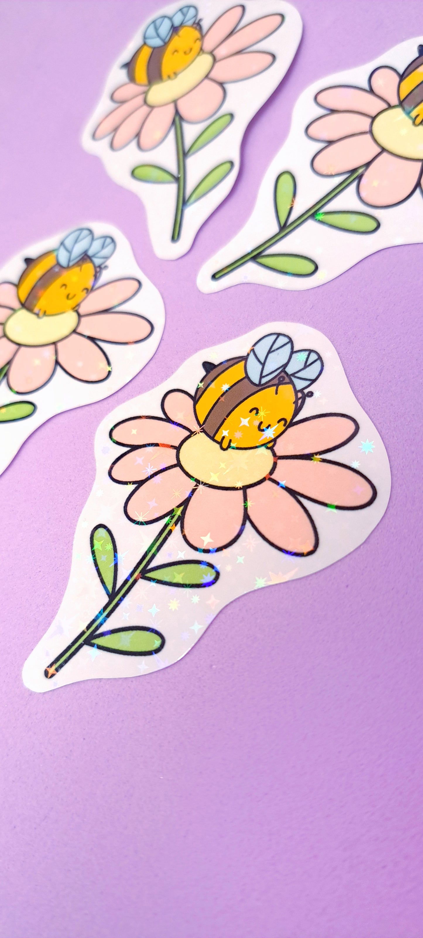 Bee & Flower Glitter Sticker