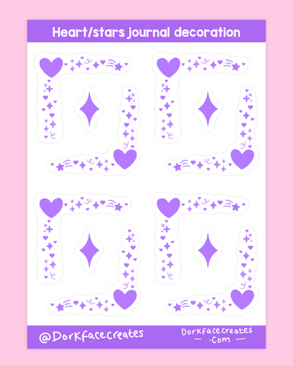 Hearts/Stars Journal Corner Decoration Stickers