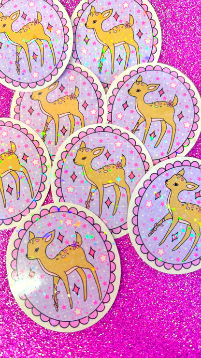 Fawn Glitter Sticker