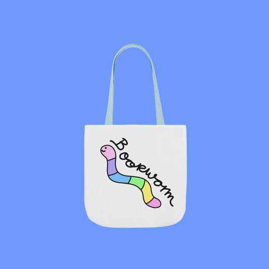 Bookworm Rainbow Canvas Tote Bag