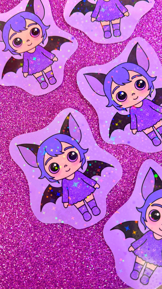 Bat Girl Glitter Sticker