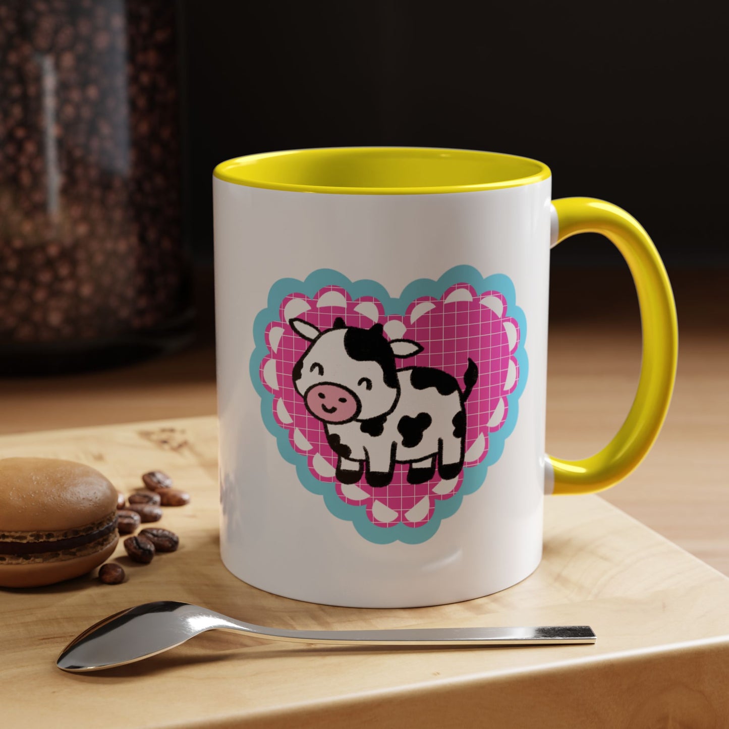 Cute Cow Heart Accent Coffee Mug