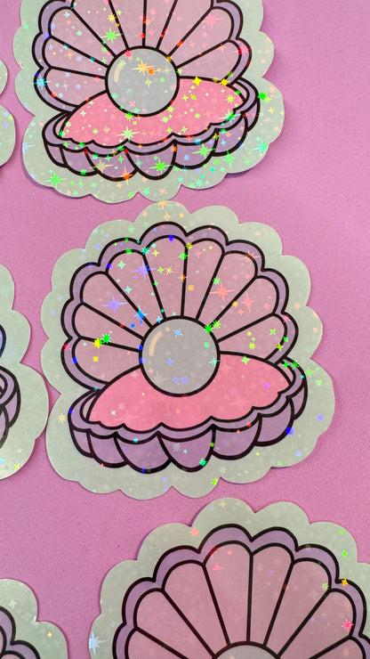 Pearl Clam Glitter Sticker