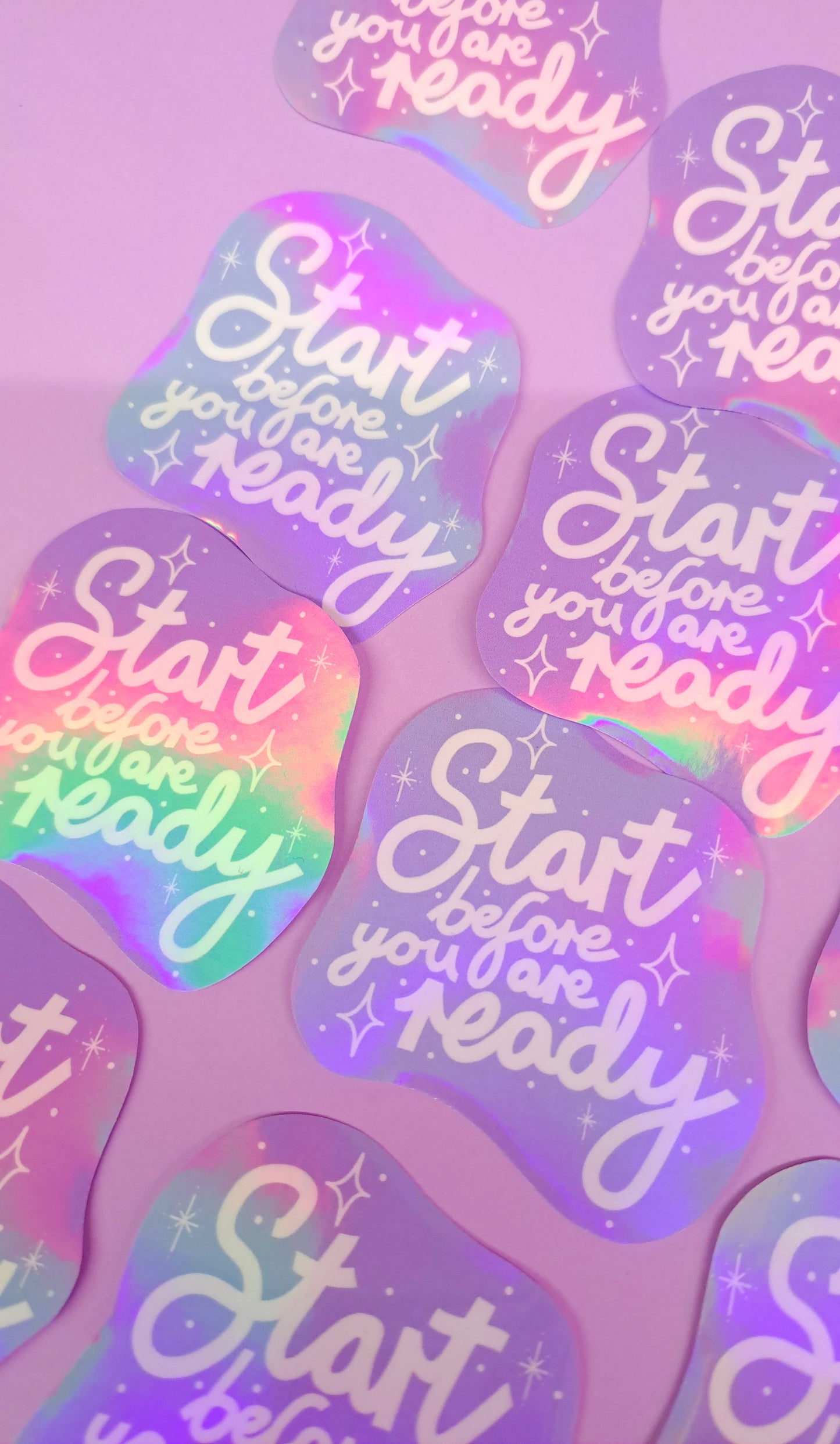 Holographic Start Before Ready Sticker