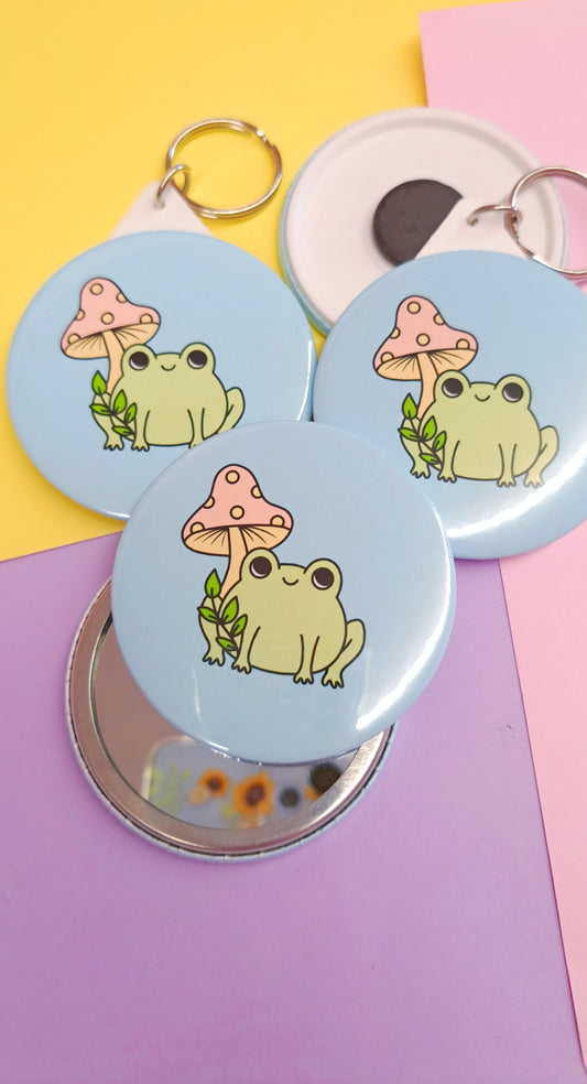 Mushroom Froggy Keyring/Badge/Magnet/Mirror