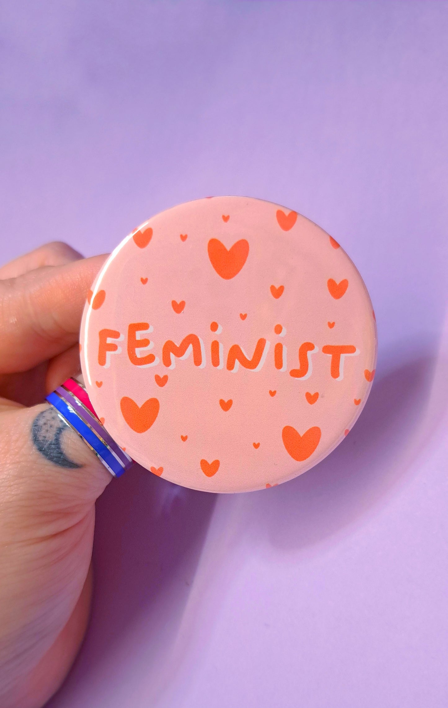 Feminist Badge Keyring Magnet Mirror