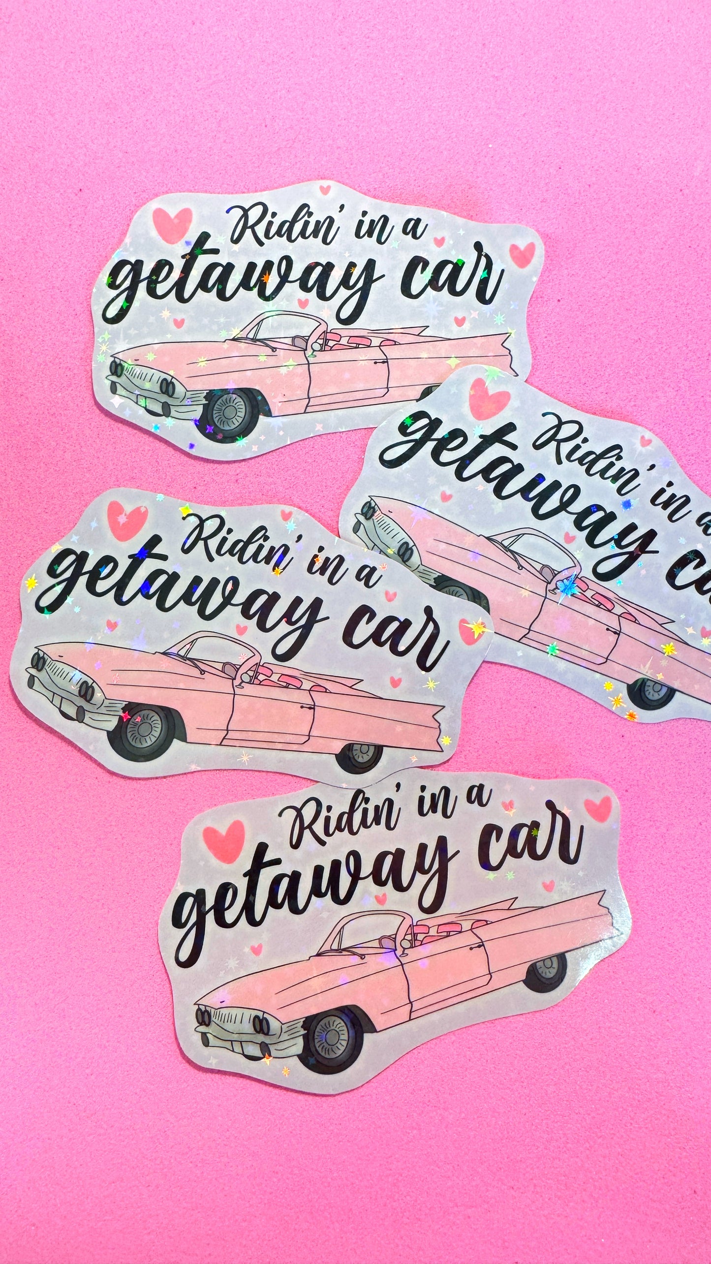Getaway Car Glitter Sticker