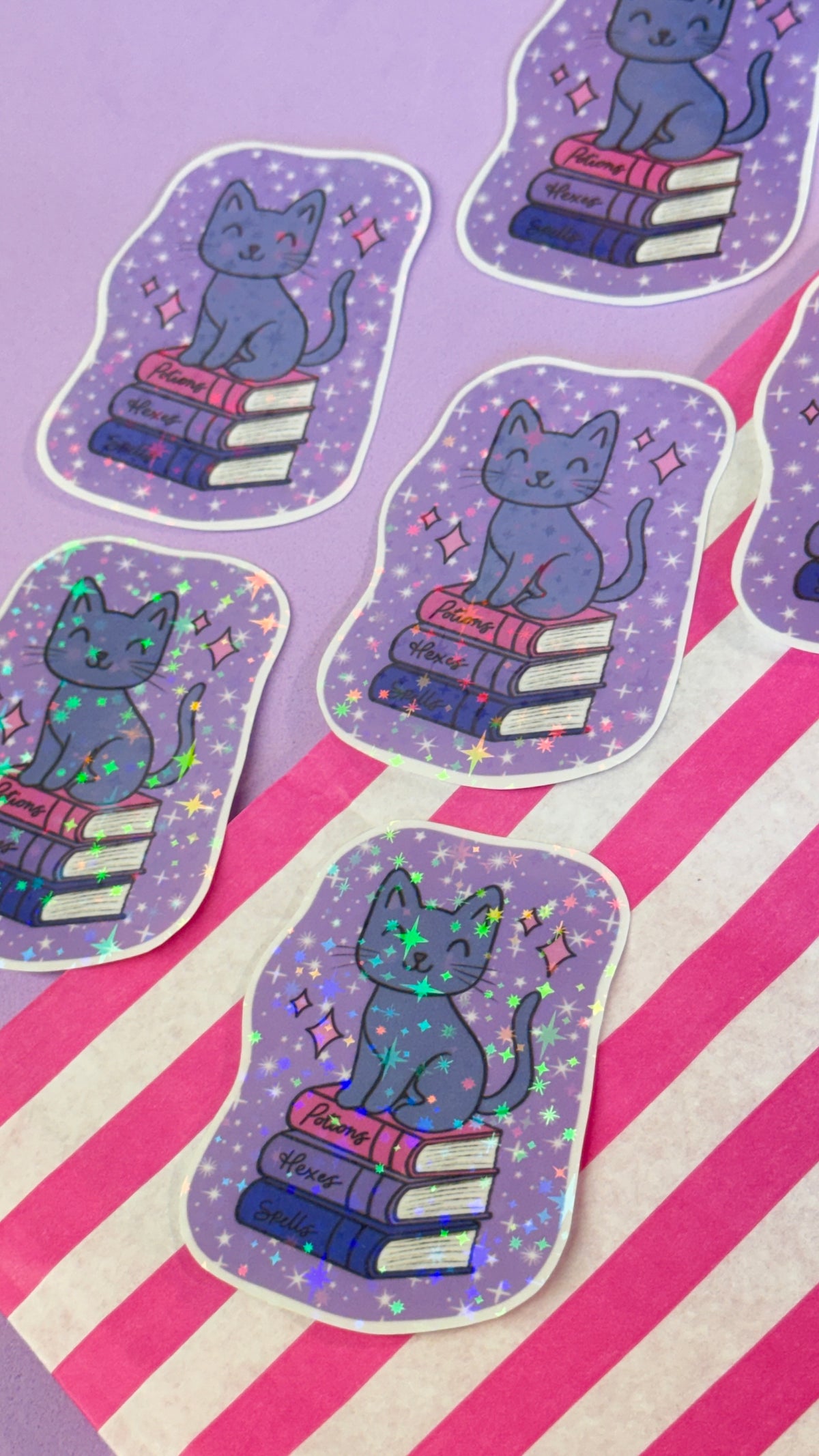 Witchy Cat Glitter Sticker