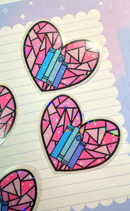 Stained Glass Book Heart Sticker