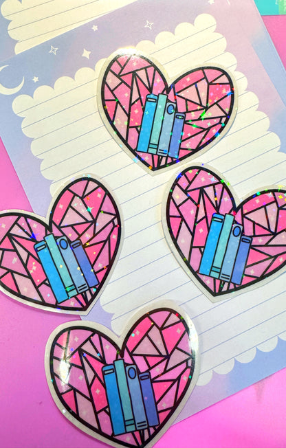 Stained Glass Book Heart Sticker