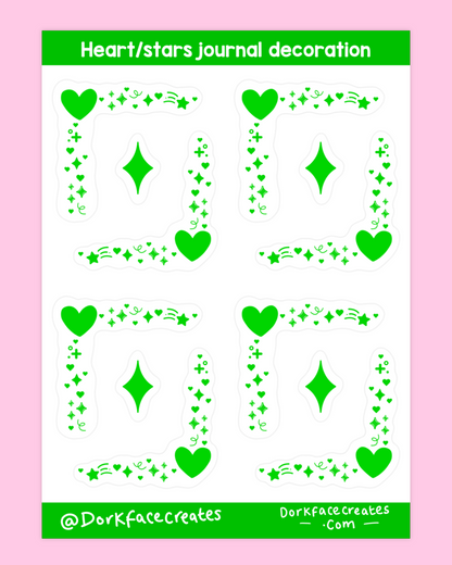 Hearts/Stars Journal Corner Decoration Stickers