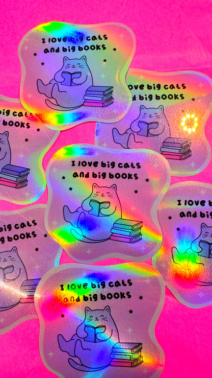 Big Cats & Books Holo Sticker
