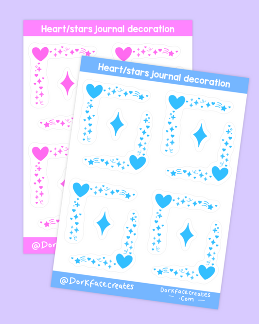 Hearts/Stars Journal Corner Decoration Stickers