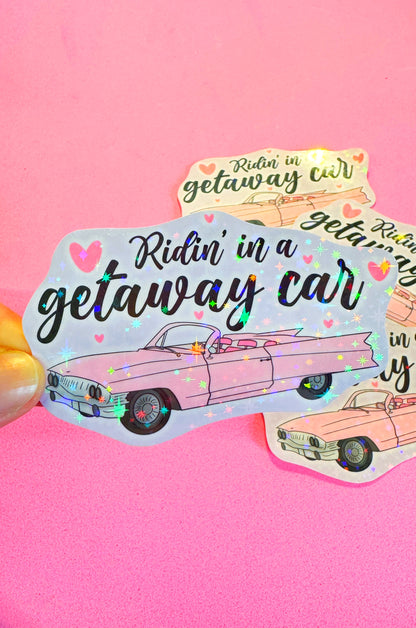 Getaway Car Glitter Sticker