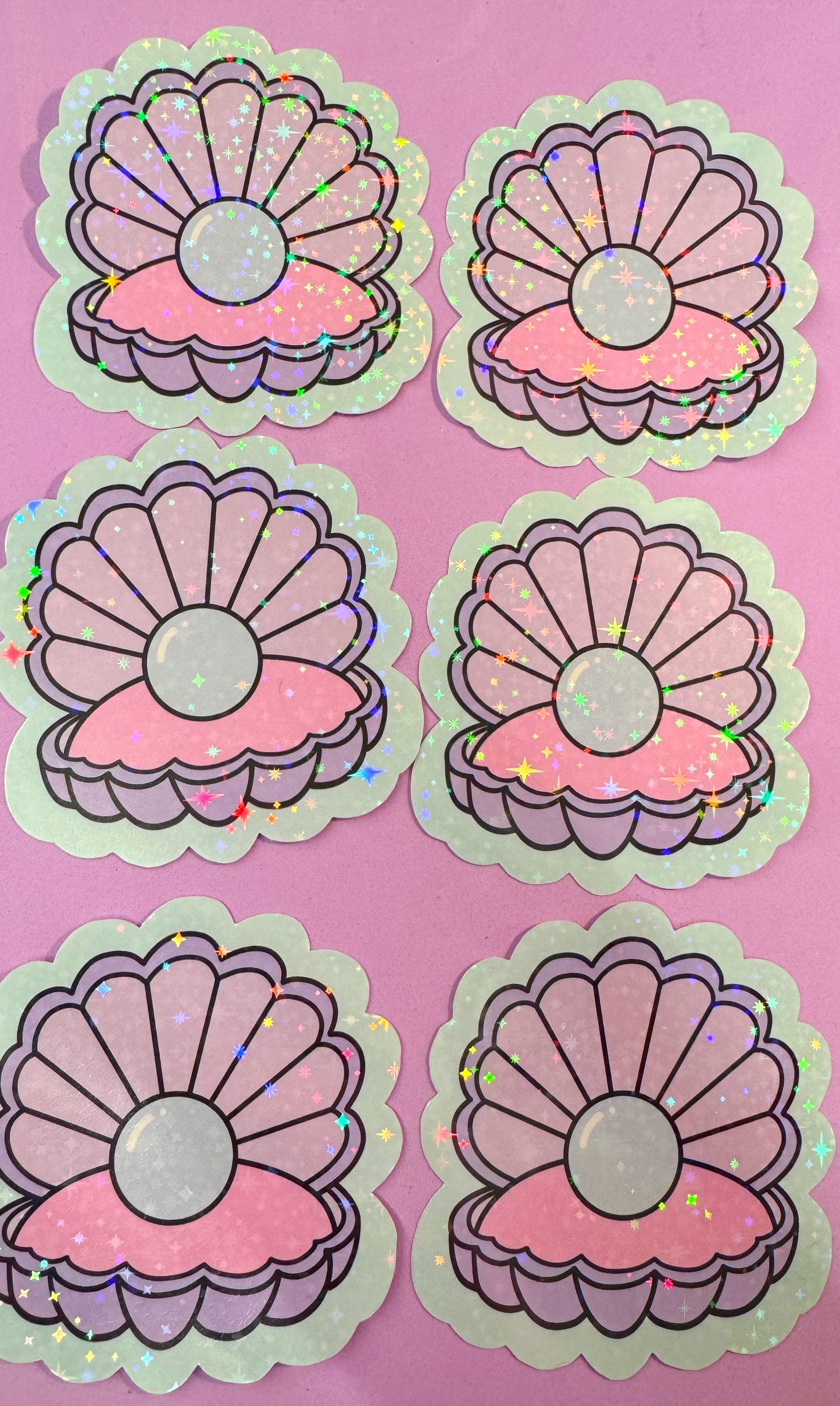 Pearl Clam Glitter Sticker