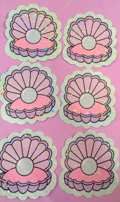 Pearl Clam Glitter Sticker
