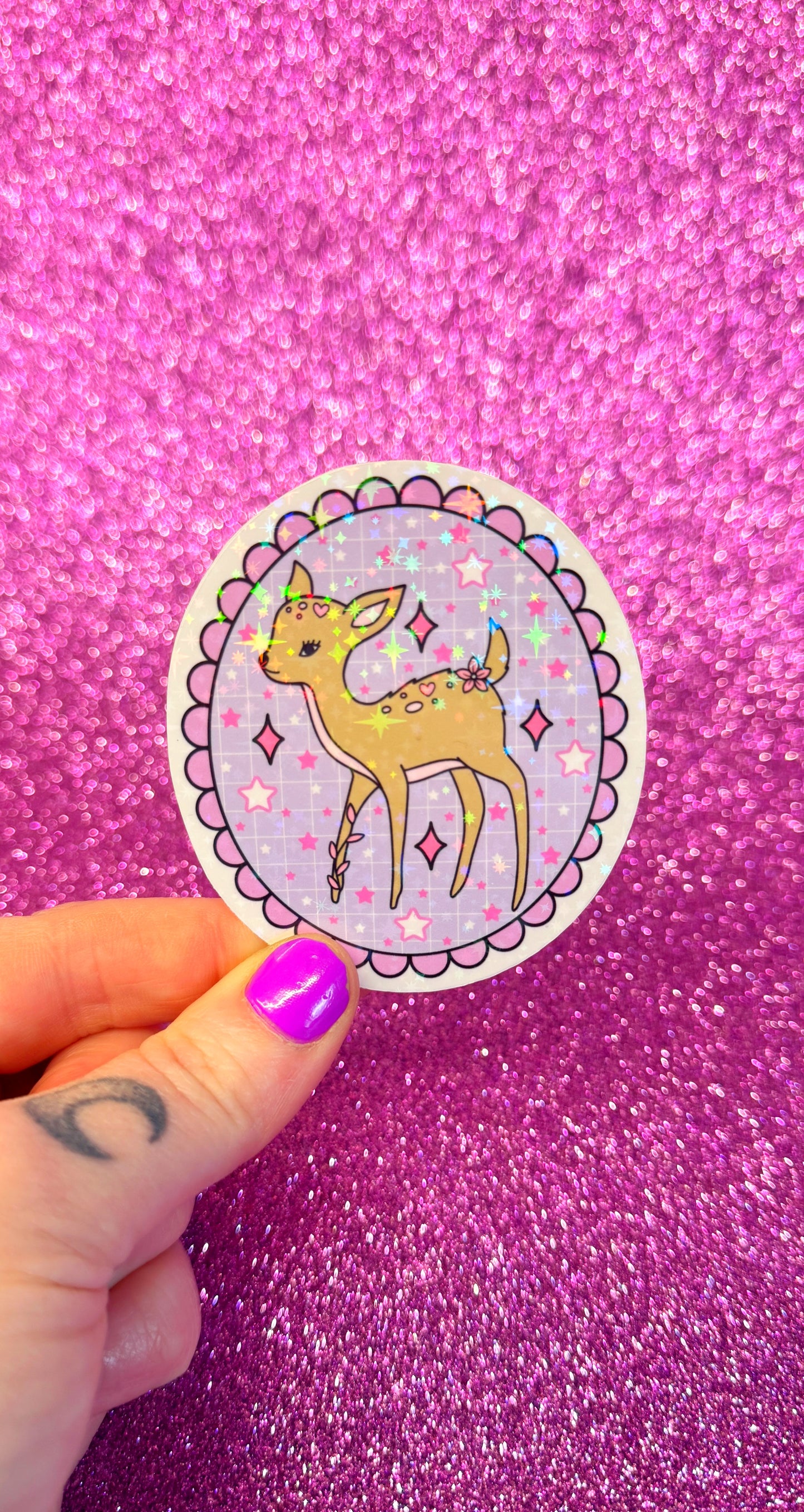 Fawn Glitter Sticker