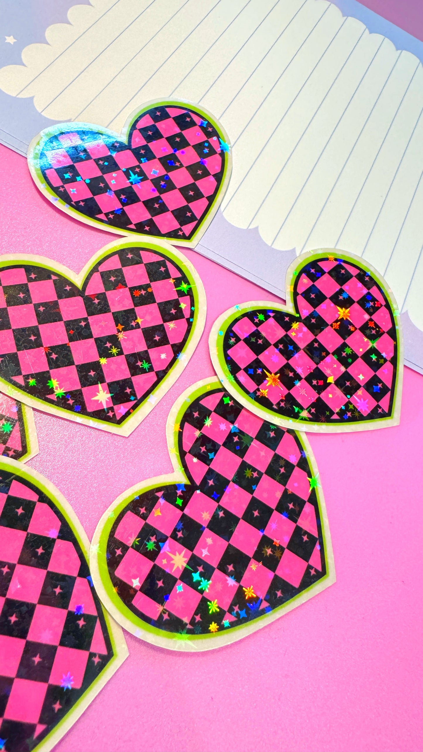 Checkered Heart Transparent Sticker