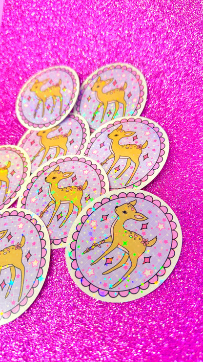 Fawn Glitter Sticker