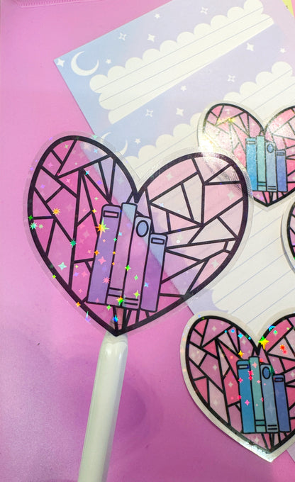 Stained Glass Book Heart Sticker