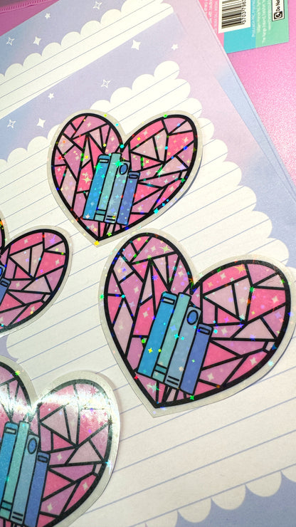Stained Glass Book Heart Sticker