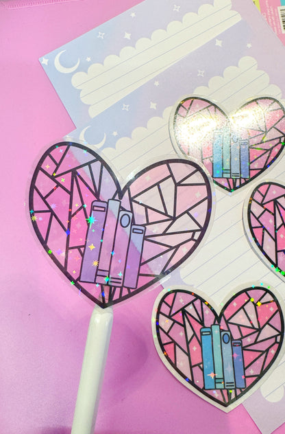 Stained Glass Book Heart Sticker