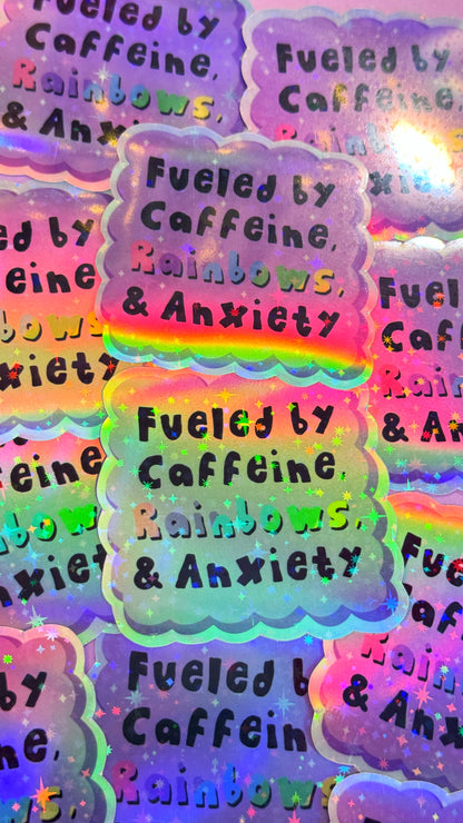 Caffeine Rainbows Anxiety Sticker