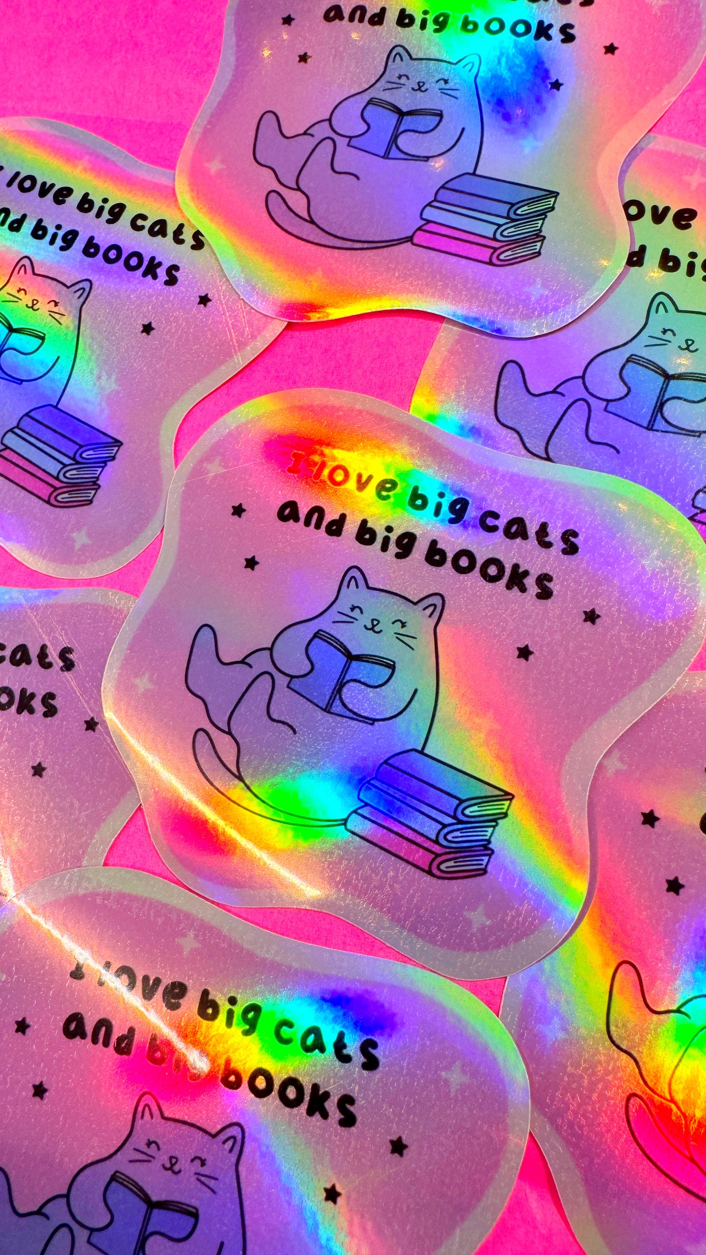 Big Cats & Books Holo Sticker
