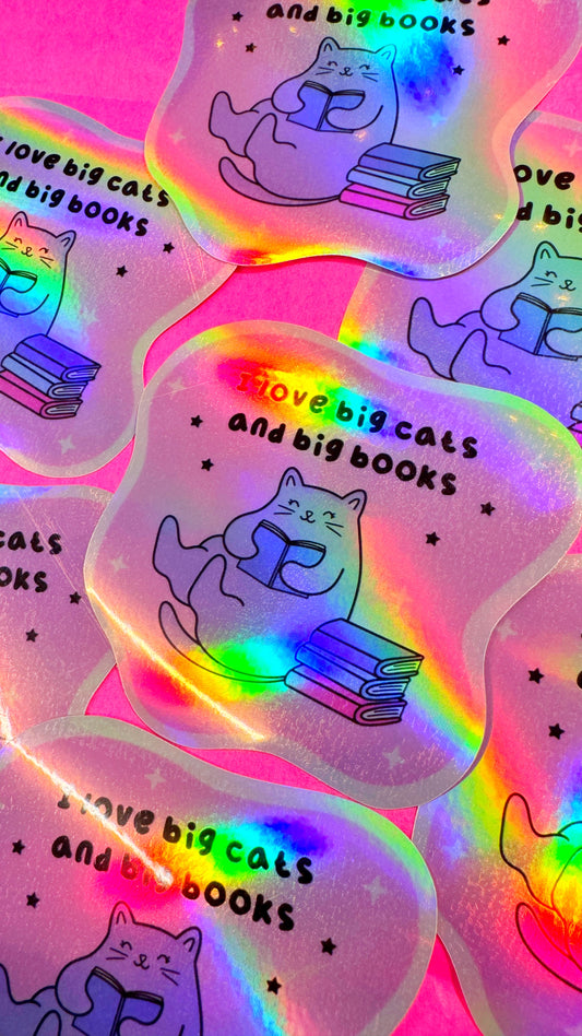 Big Cats & Books Holo Sticker