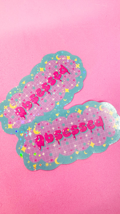 Obsessed Glitter Sticker