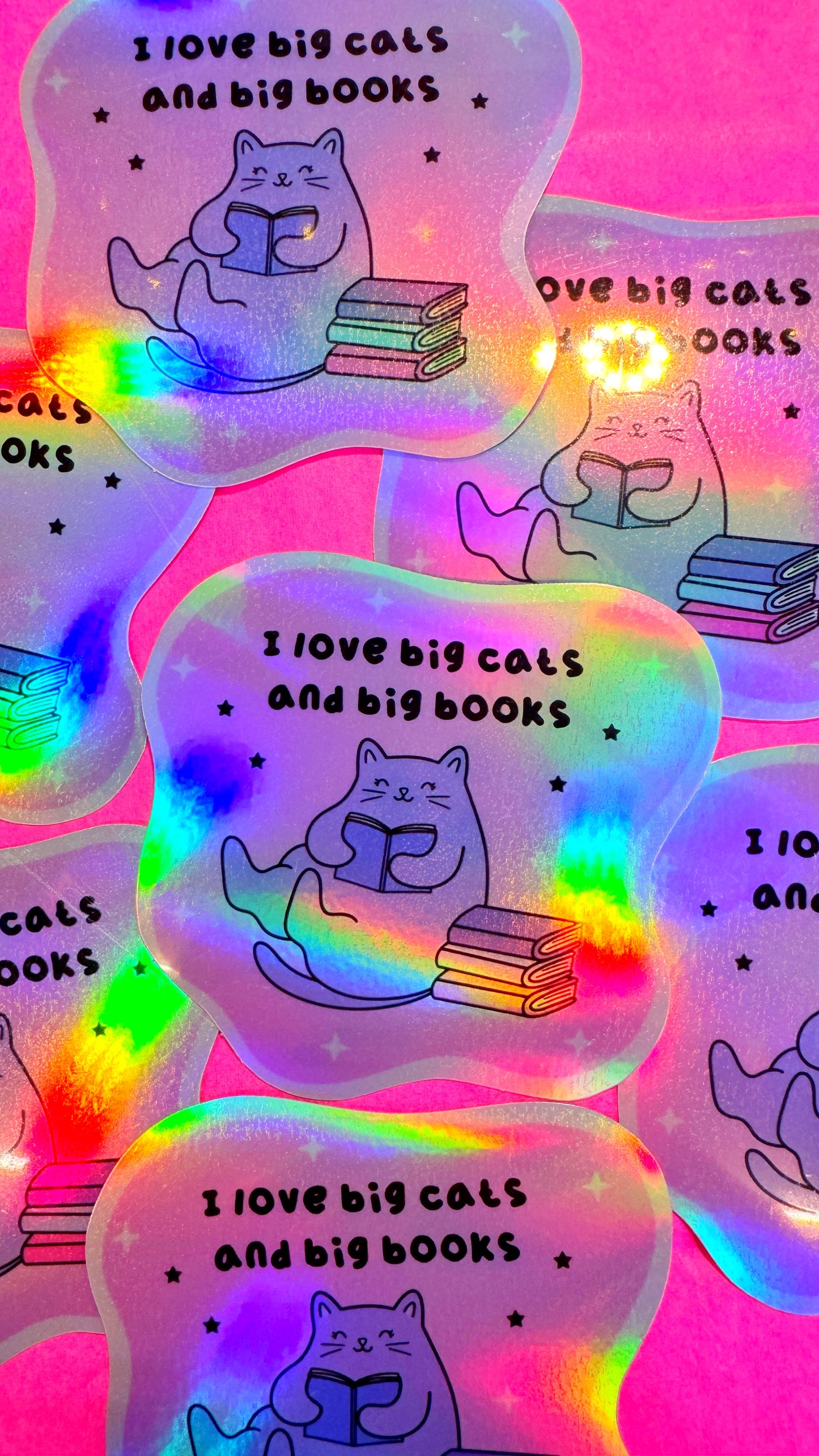 Big Cats & Books Holo Sticker