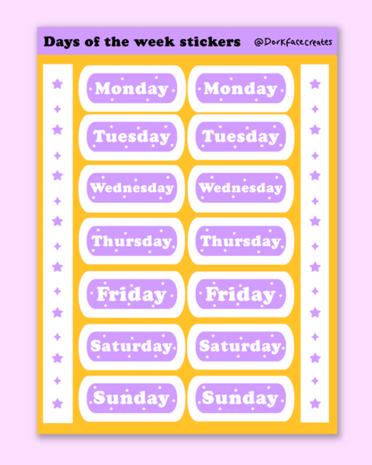 Days of The Week Stickers